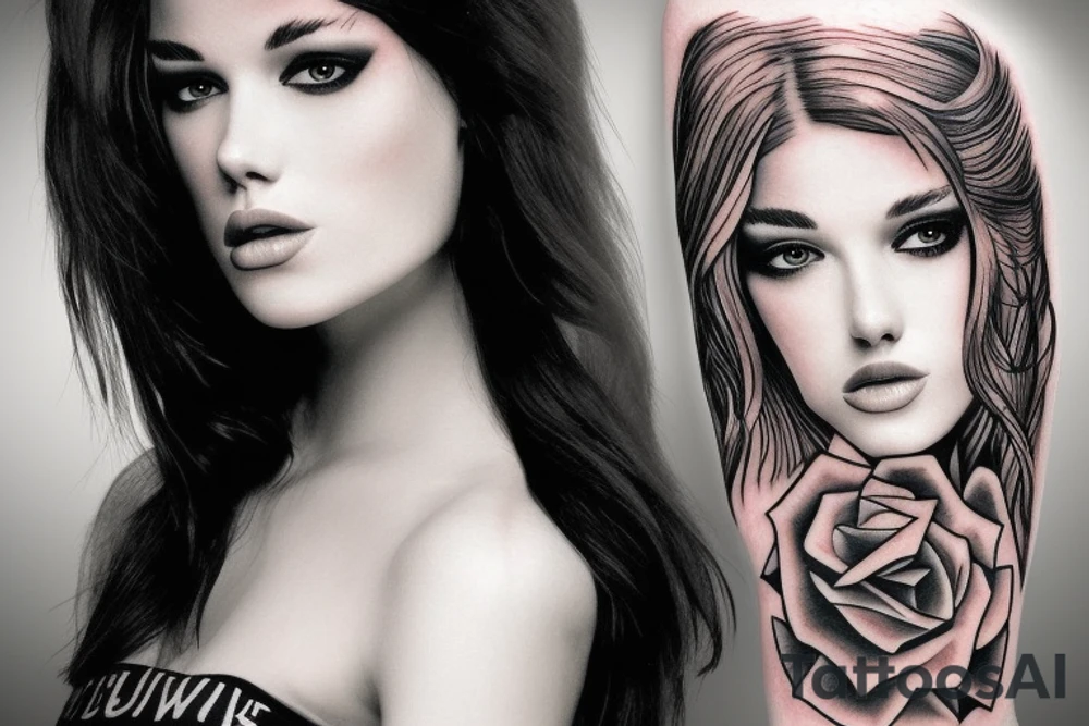 realistic woman fantasy tattoo idea