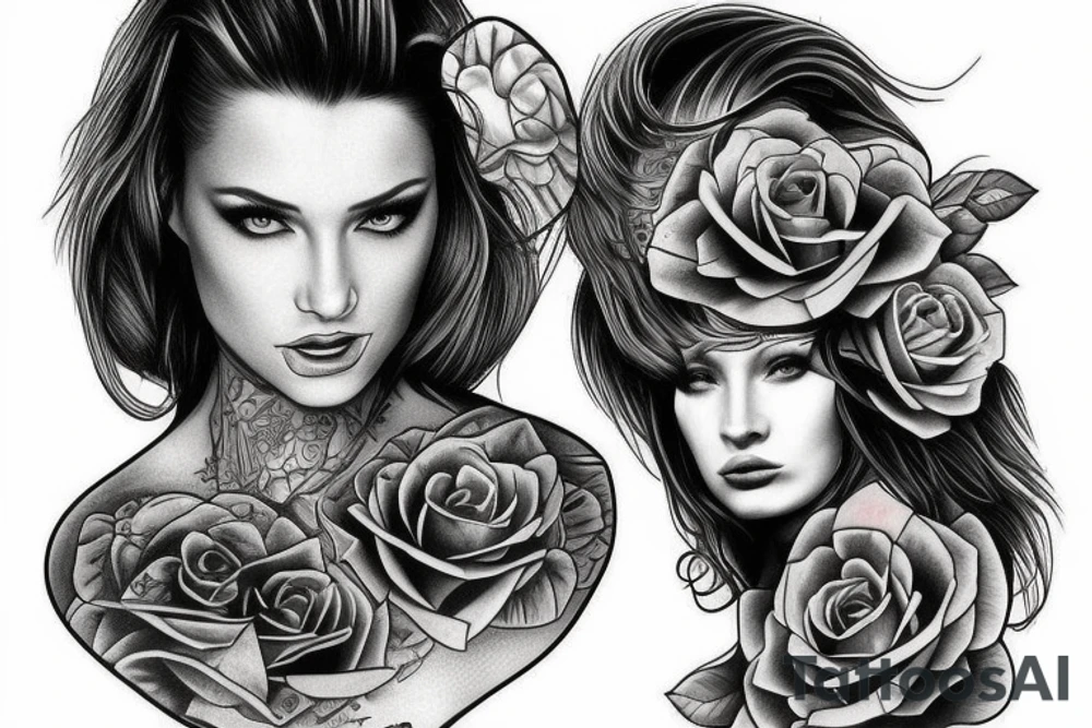 realistic woman fantasy tattoo idea