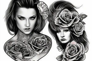 realistic woman fantasy tattoo idea