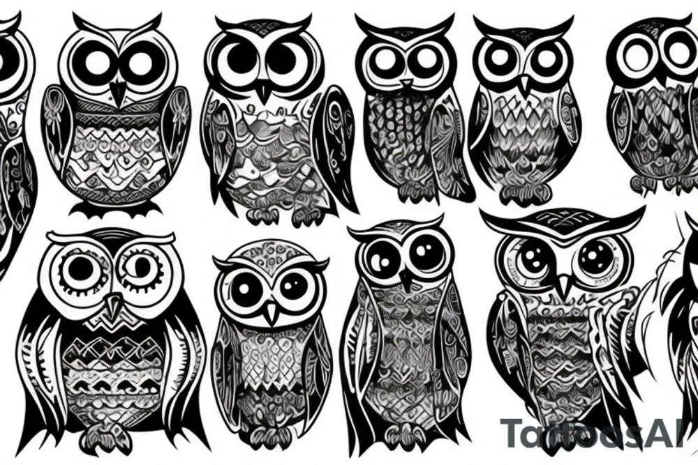 Owl trafaret tattoo idea