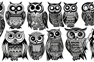 Owl trafaret tattoo idea