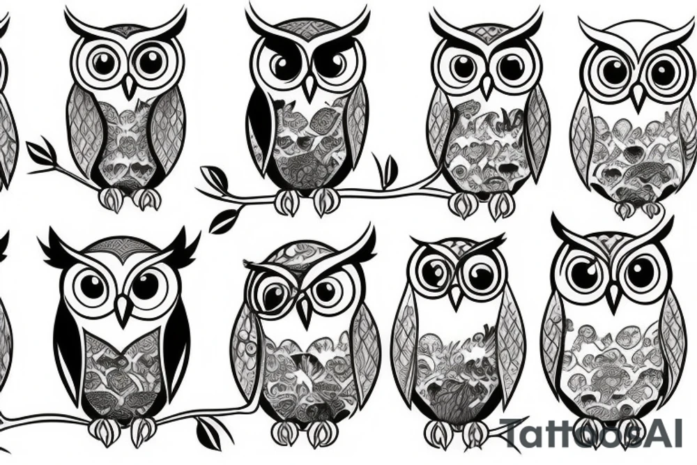 Owl trafaret tattoo idea
