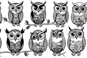 Owl trafaret tattoo idea