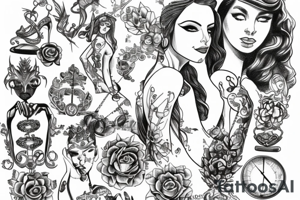 a godess holding a balance scale tattoo idea