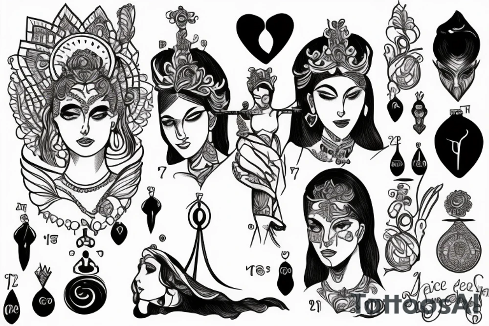 a godess holding a balance scale tattoo idea