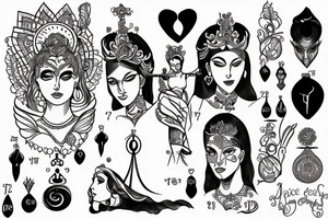 a godess holding a balance scale tattoo idea