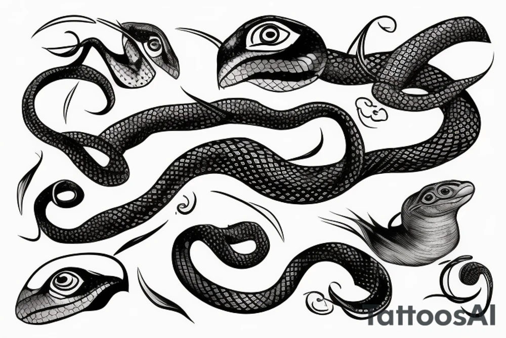 snake as bird tattoo idea