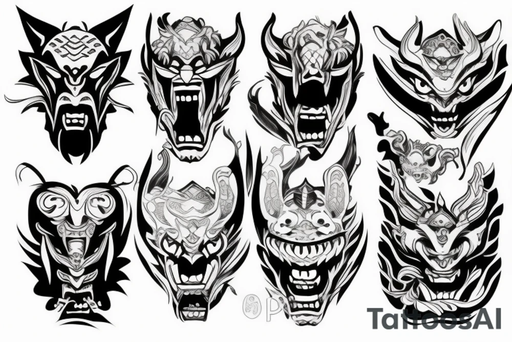 oni mask tattoo idea