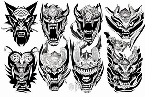 oni mask tattoo idea