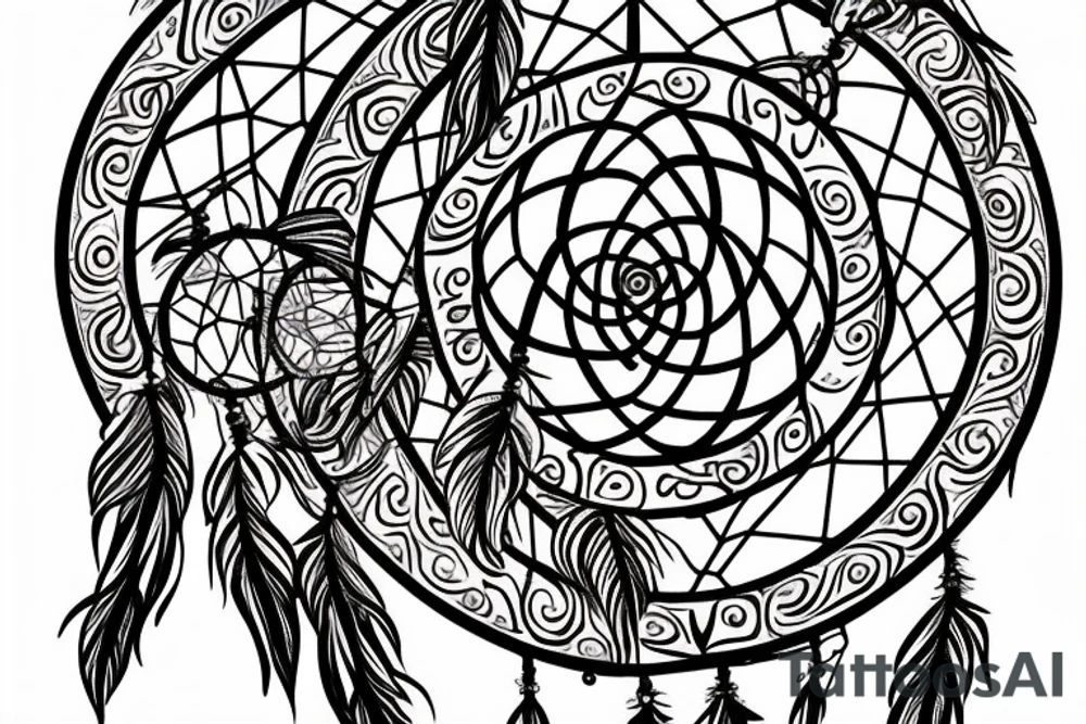 Color splash background with the tree of life inside of a dreamcatcher tattoo idea