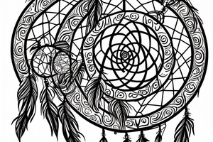 Color splash background with the tree of life inside of a dreamcatcher tattoo idea