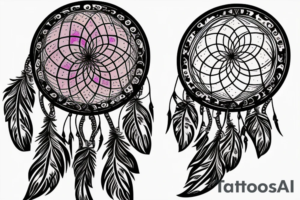 Color splash background with the tree of life inside of a dreamcatcher tattoo idea