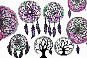 Color splash background with the tree of life inside of a dreamcatcher tattoo idea