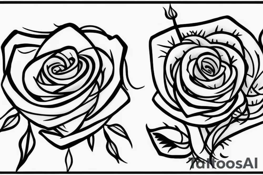 three long-stemmed roses, with a banner woven between the stems saying "He Wars for my Peace" tattoo idea