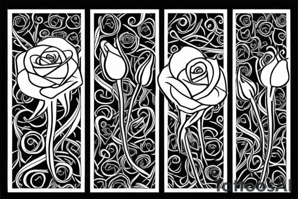 three long-stemmed roses, with a banner woven between the stems saying "He Wars for my Peace" tattoo idea