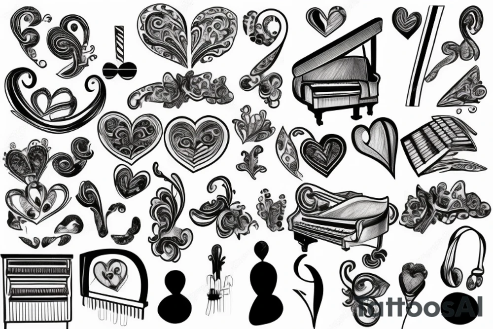 Piano in heart tattoo idea