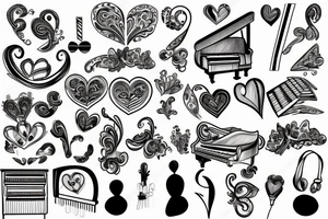 Piano in heart tattoo idea