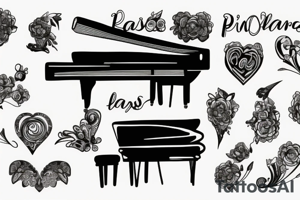 Piano in heart tattoo idea