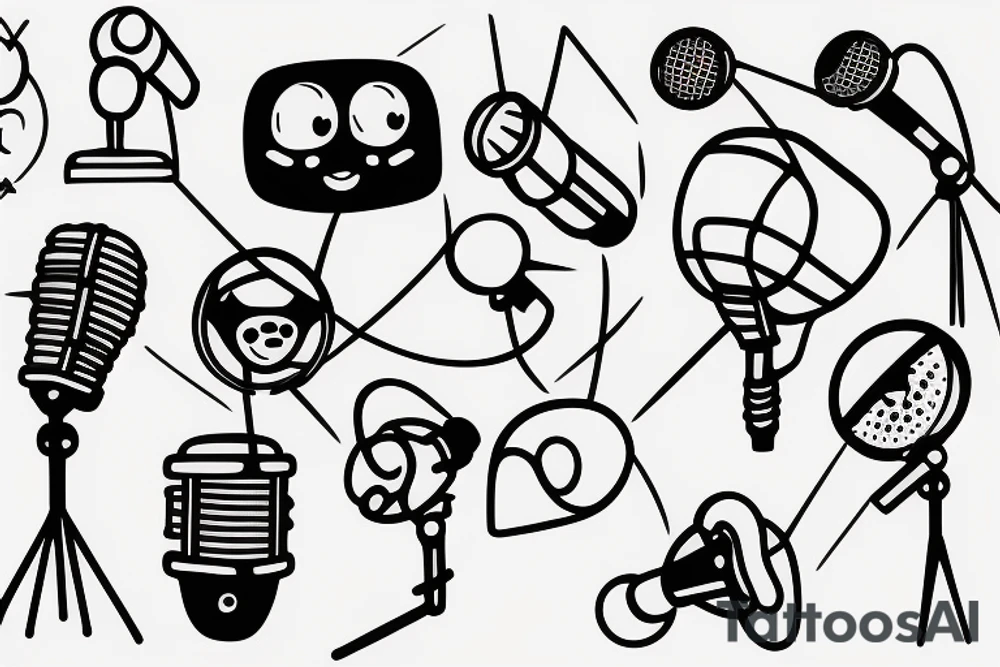 doodle of glowing microphone tattoo idea