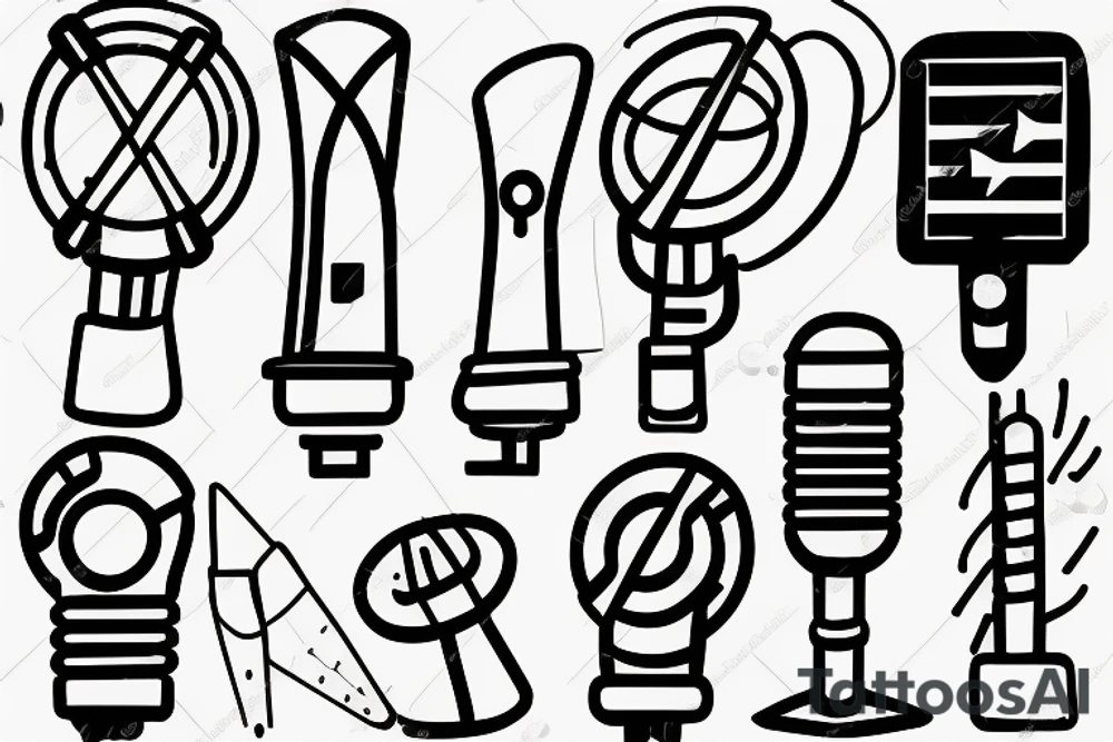 doodle of glowing microphone tattoo idea