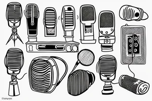 doodle of microphone emitting light tattoo idea