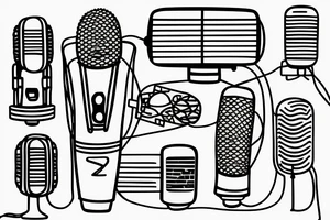 doodle of microphone emitting light tattoo idea
