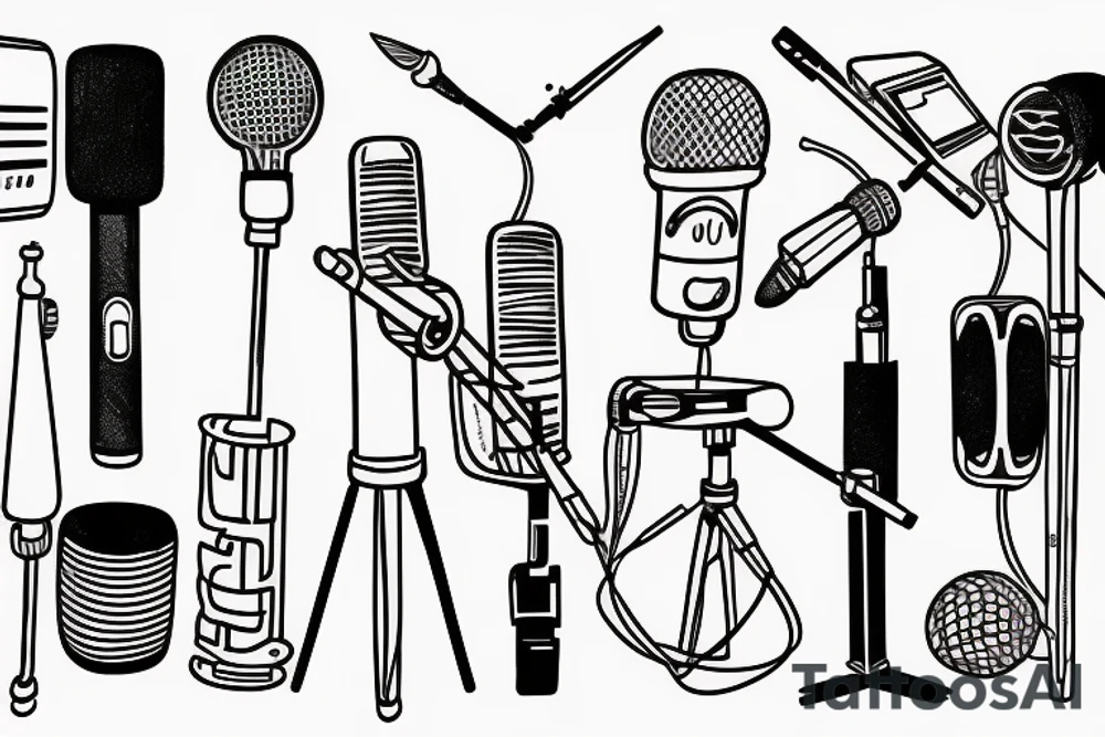 doodle of microphone stand tattoo idea