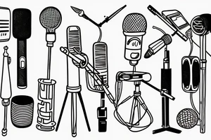 doodle of microphone stand tattoo idea
