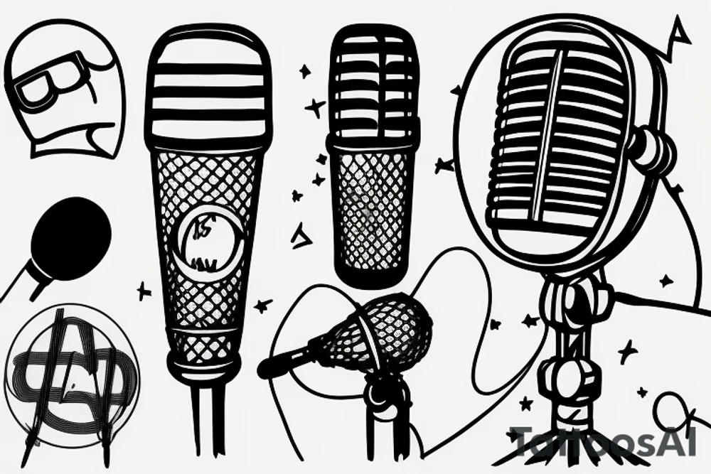 doodle of microphone stand tattoo idea