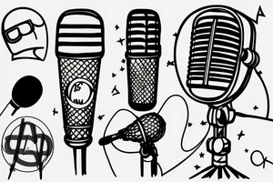 doodle of microphone stand tattoo idea