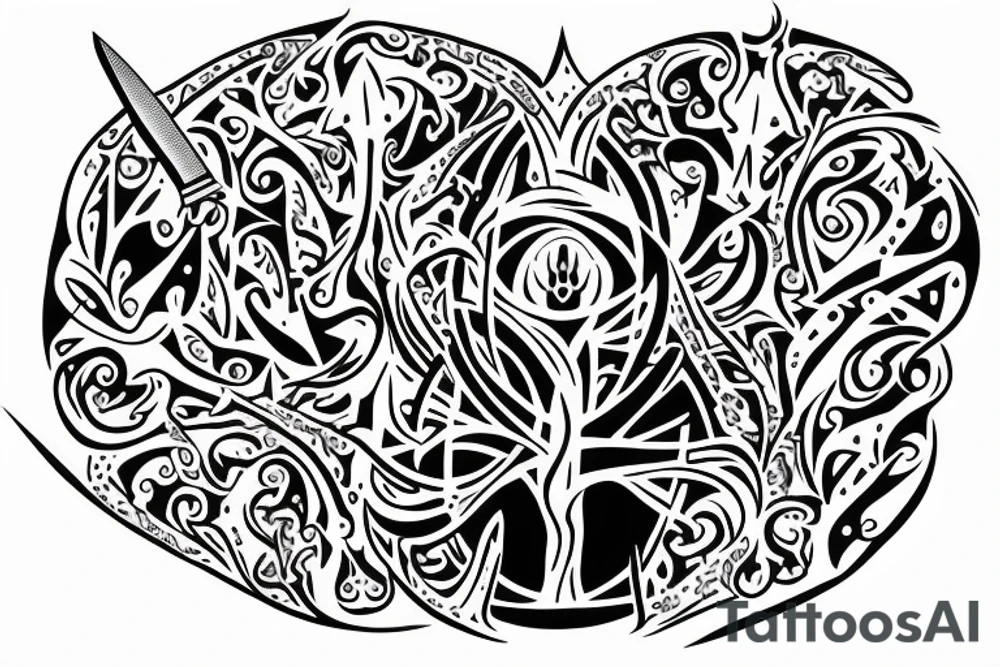 March symbol with a knife in it living on tree of life tattoo idea