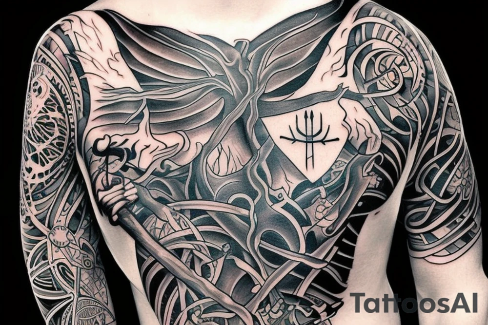 March symbol with a knife in it living on tree of life tattoo idea