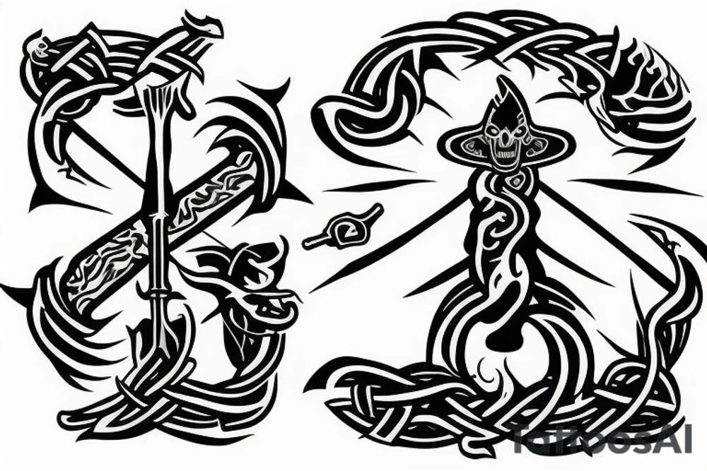 March symbol with a knife in it living on tree of life tattoo idea