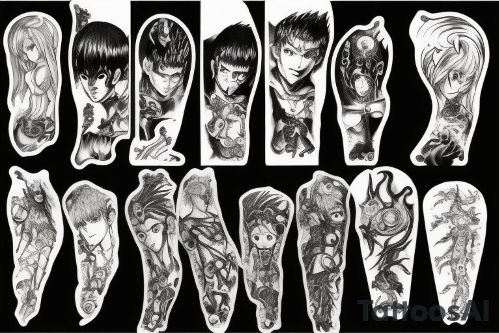 berserk, anime, guts, god hand tattoo idea