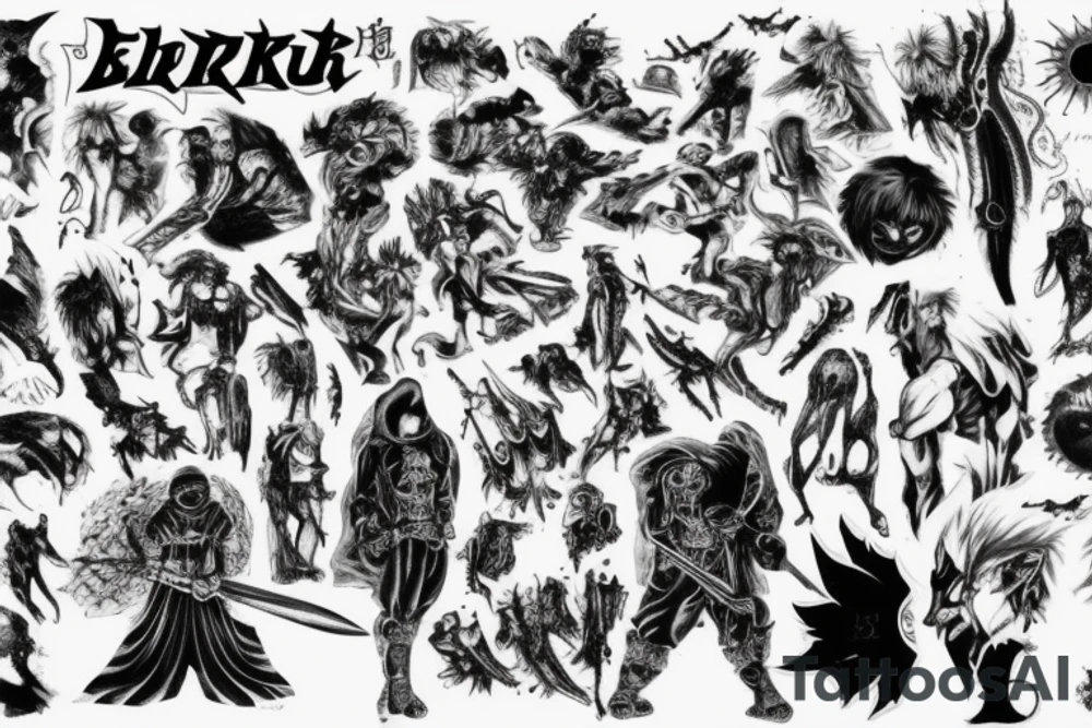 Berserk, anime, guts, god hand tattoo idea