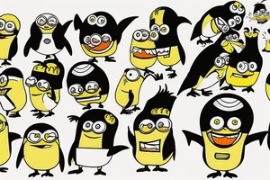 Penguins from madgascar and minions fighting tattoo idea