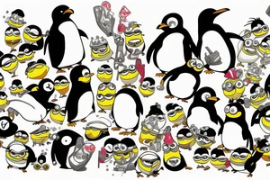 Penguins from madgascar and minions fighting tattoo idea