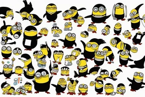 Penguins from madgascar and minions fighting tattoo idea