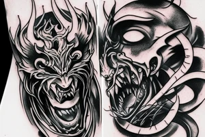 chains binding a demon tattoo idea