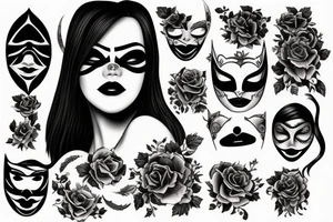 woman with a mask chest tattoo tattoo idea
