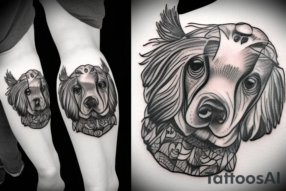 Moose cocker spaniel owl tattoo idea