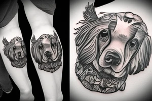 Moose cocker spaniel owl tattoo idea