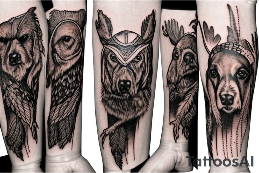 Moose with cocker spaniel  with owl tattoo idea