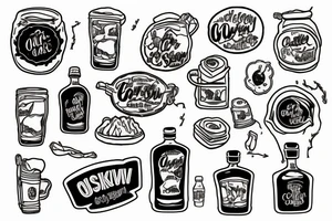 coleslaw whiskey cartoon tattoo idea