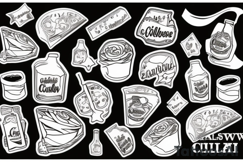 coleslaw whiskey cartoon tattoo idea
