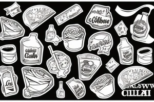 coleslaw whiskey cartoon tattoo idea