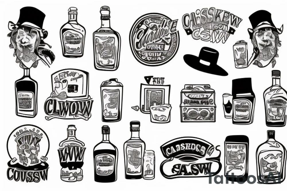 coleslaw & whiskey cartoon tattoo idea