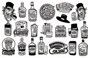 coleslaw & whiskey cartoon tattoo idea