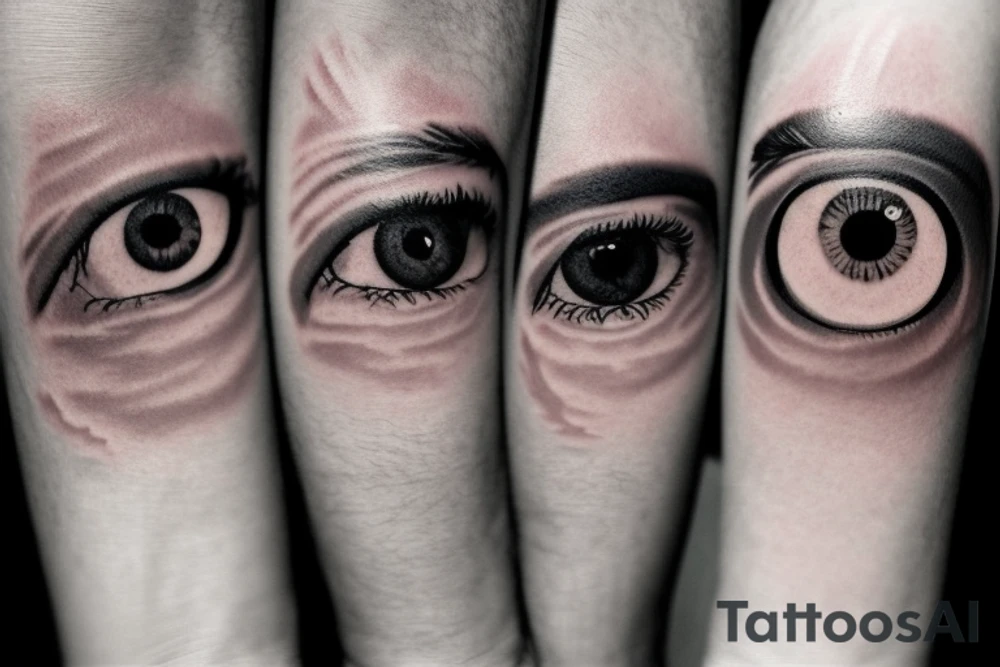 My motivers eye, with 3 children inside of her eye, and clouds as background tattoo idea