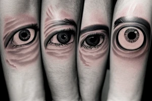 My motivers eye, with 3 children inside of her eye, and clouds as background tattoo idea